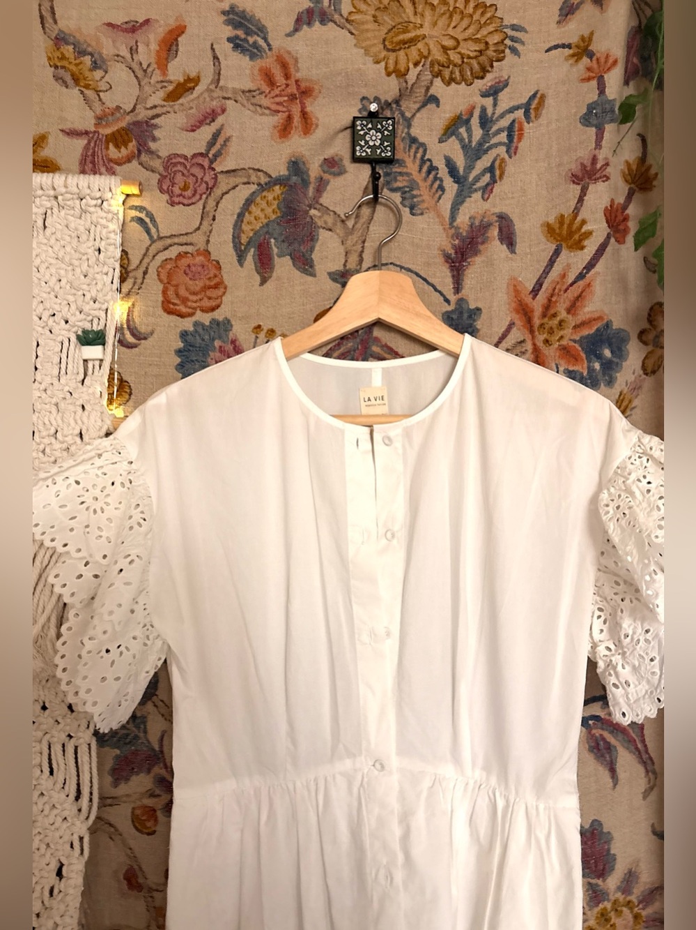 Rebecca Taylor La Vie White Eyelet-Sleeve Mini Dress
